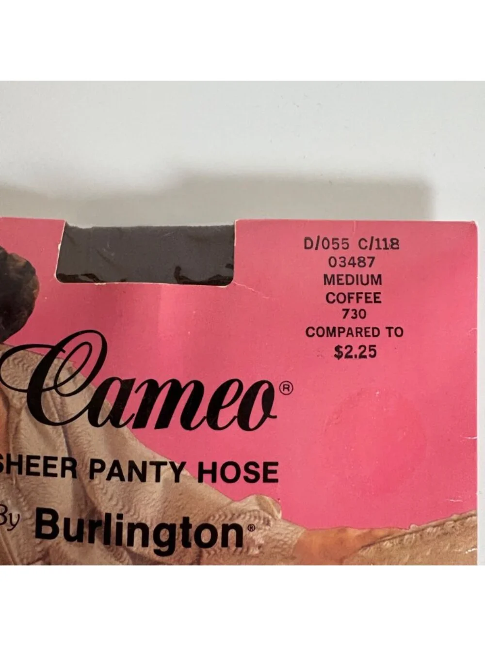 Burlington Cameo Sheer Pantyhose Medium Coffee Reinforced Panty & Toe Vintage